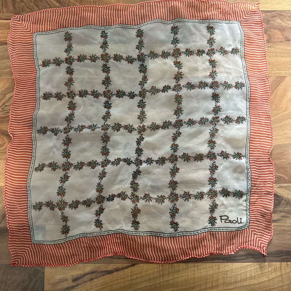 Vintage Paoli Striped and Floral Scarf